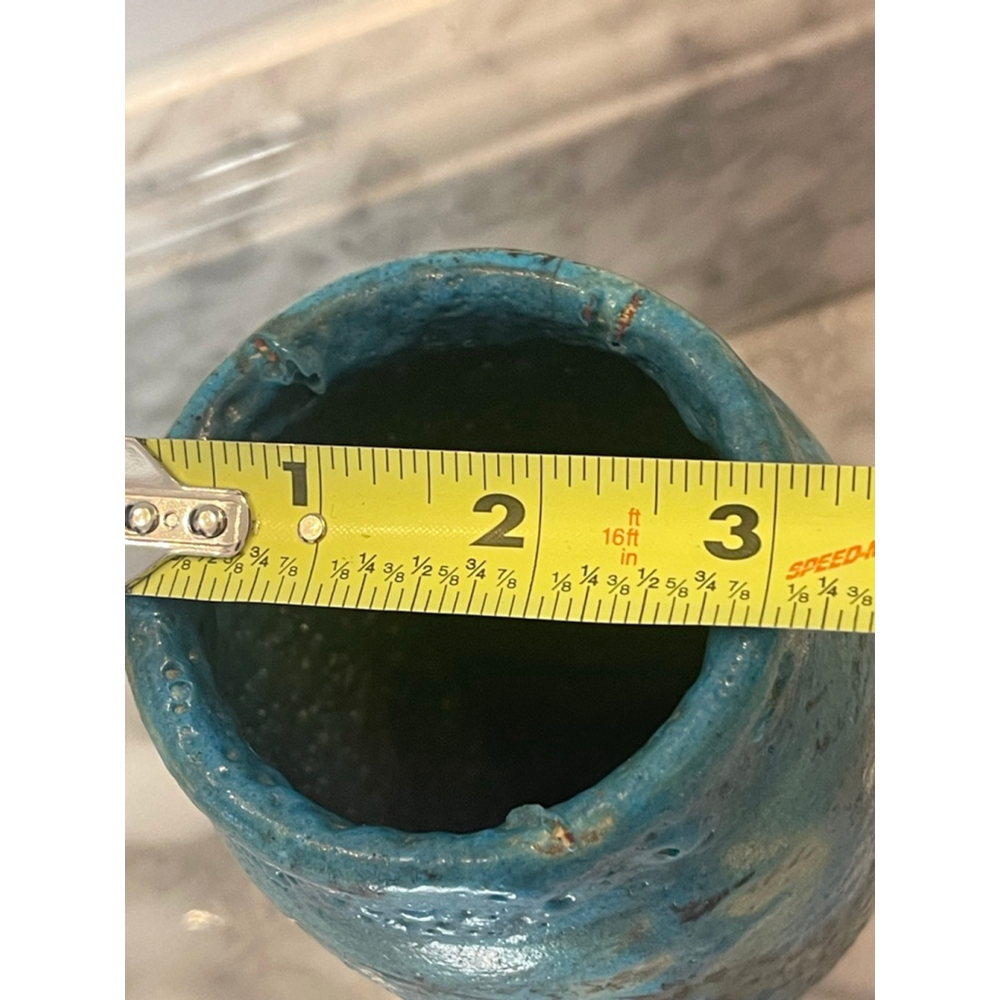 1989 Signed Studio Pottery Vase “Presence” by Czyzeuwski Teal Crater Glaze - Picture 9 of 10